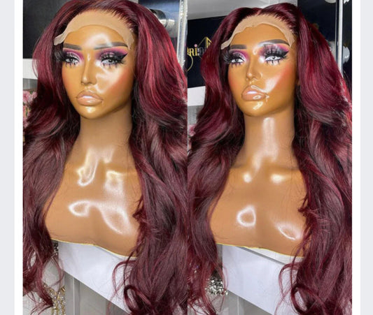 BURGUNDY Hd Lace Frontal 100% Human Hair Wigs Lace Front Wigs