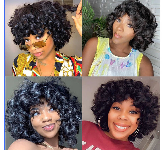 Afro Ready to wear Bouncy Curly Wig with bangs